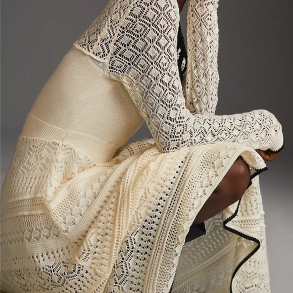 Anthropologie Victorian Cream Long Sleeve Maxi Dress XXL - Picture 4 of 12